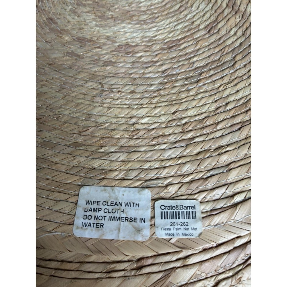 Crate & Barrel VTG Fiesta Palm Natural Woven Jute Placemats Set 4 - 16" Round - Picture 4 of 11